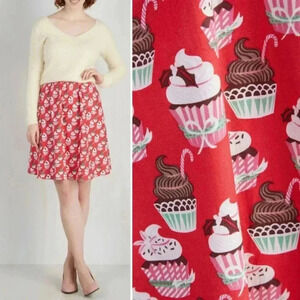 Modcloth Retrolicious Baking Spirits Bright Cupcake Skirt Plus Size 1X or 14 16